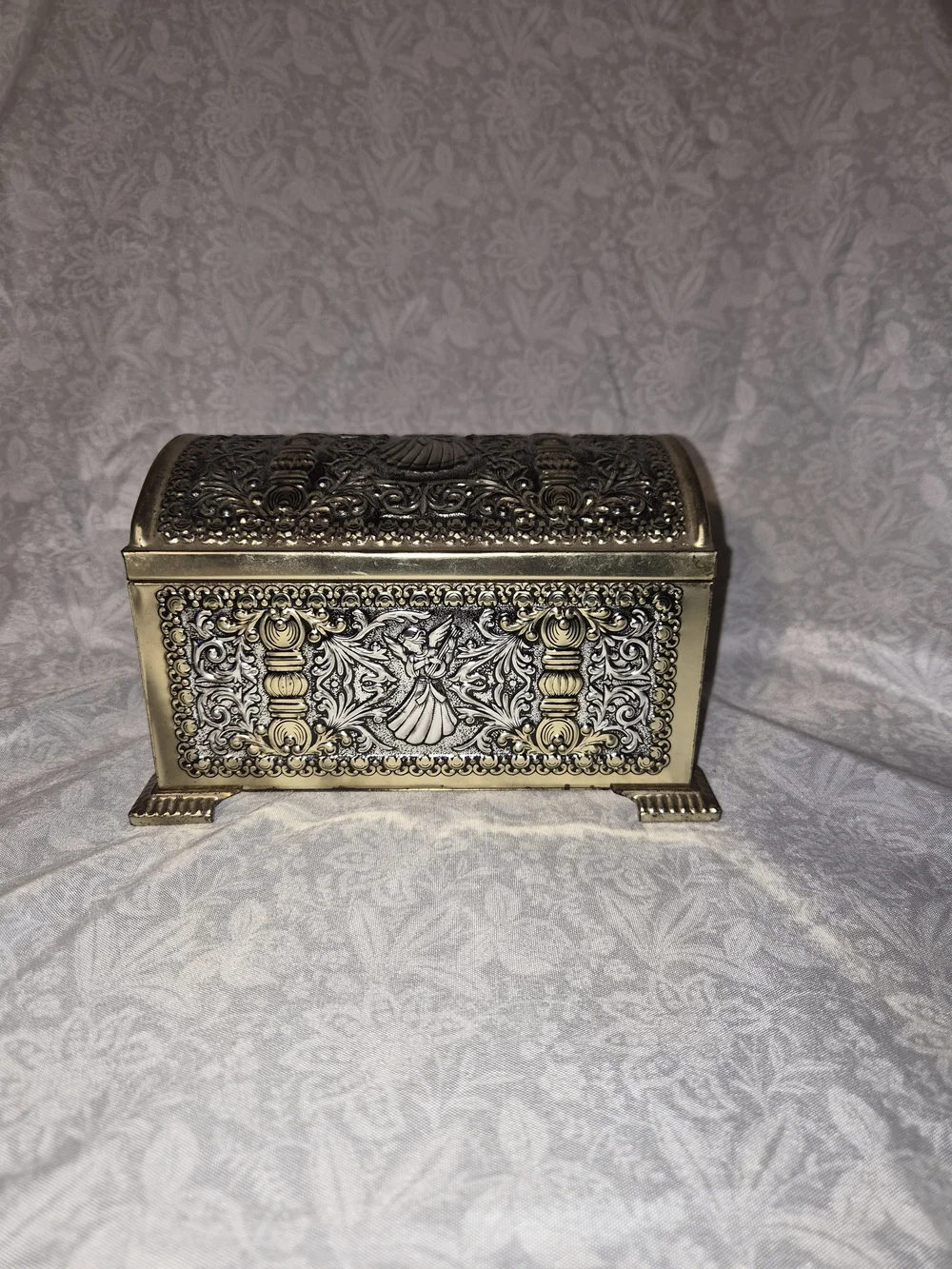 Vintage Teleflora Collection decorative tin treasure chest, 1970s or 1980s